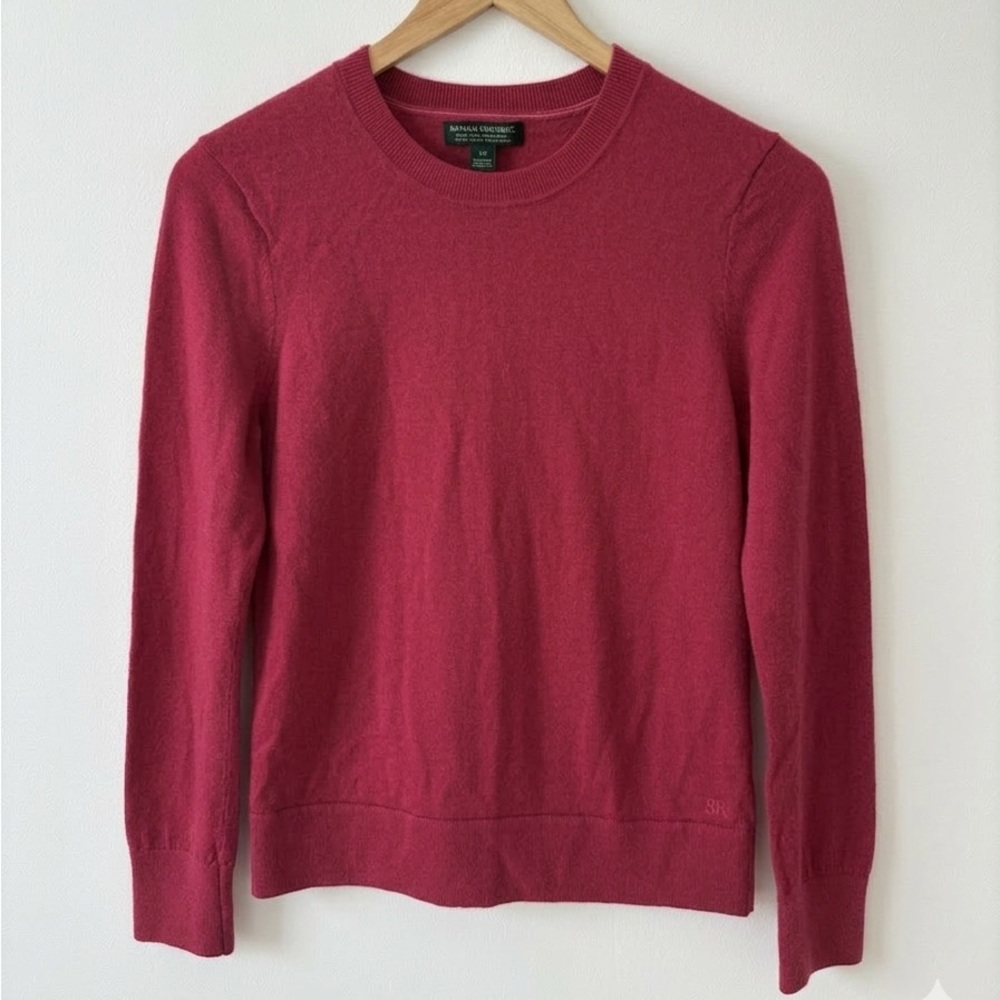 Banana Republic 100% Fine Merino Wool Crewneck Sweater Raspberry Pink Size SP - Picture 2 of 6